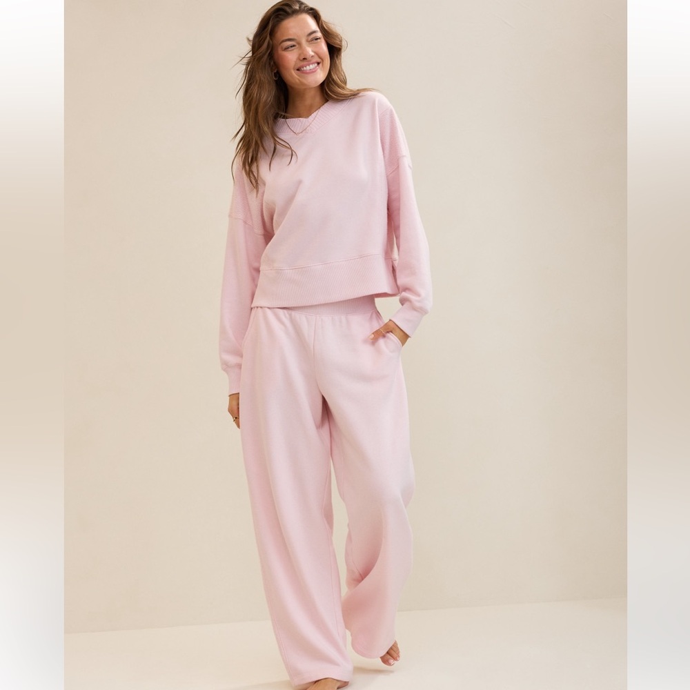 Aerie Après-Chill Sweatshirt, Petal Pink, Size Small - Picture 5 of 8